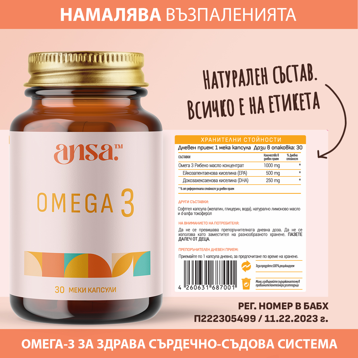 омега 3, натурални мазнини, оптимална грижа за здравето на жената